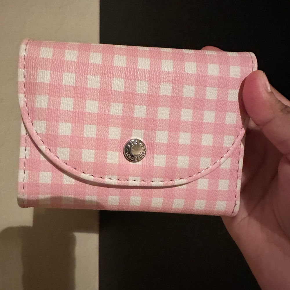 Steve Madden pink gingham wallet trifold. Used . No tears comes with strap